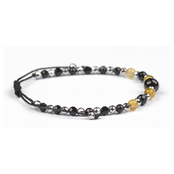 Bransoletka celebrytka czarny TURMALIN AGAT HEMATYT ochrona i odwaga